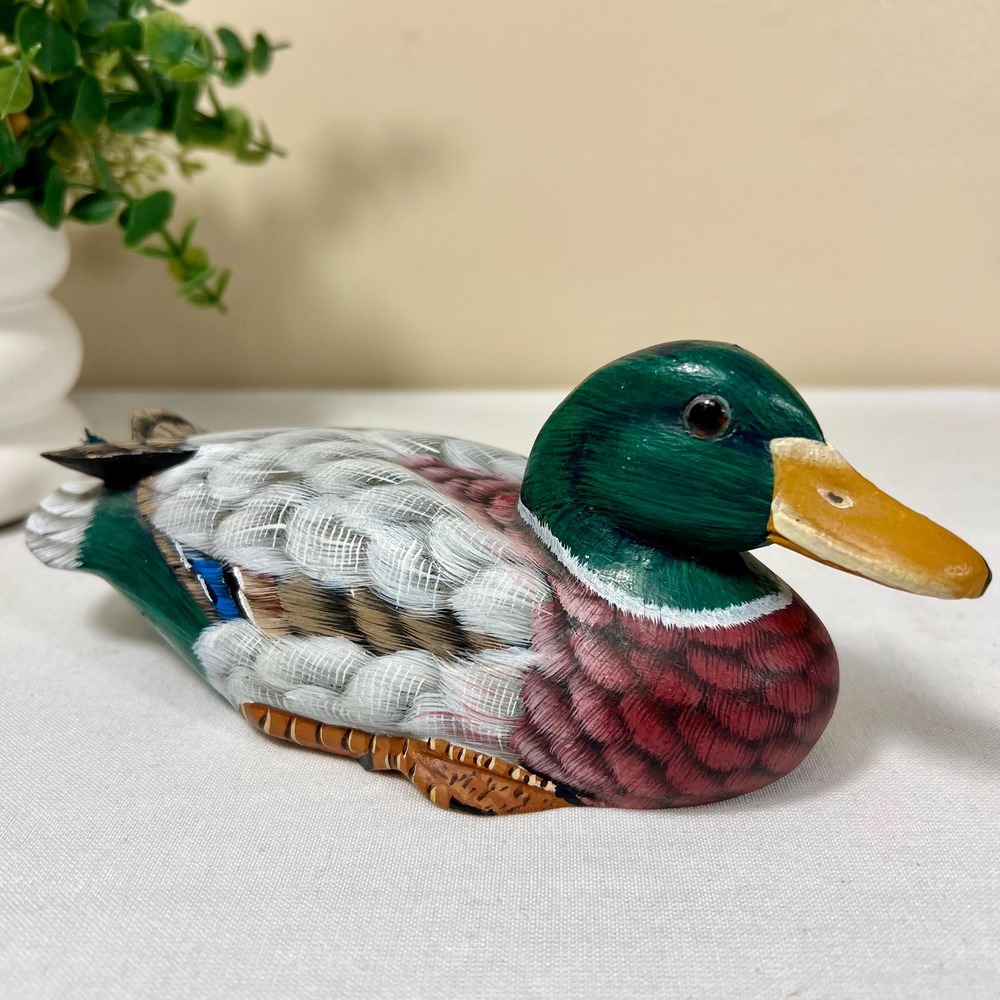Vintage Hand Painted Wooden Duck Mallard